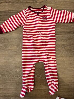 Roots Red and White Striped Baby Footed One-Piece